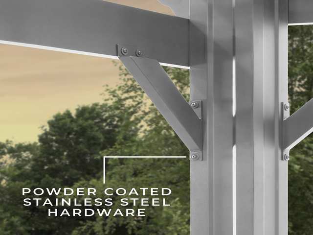 14' x 10' White Steel Traditional Pergola with Sail Shade Soft Canopy