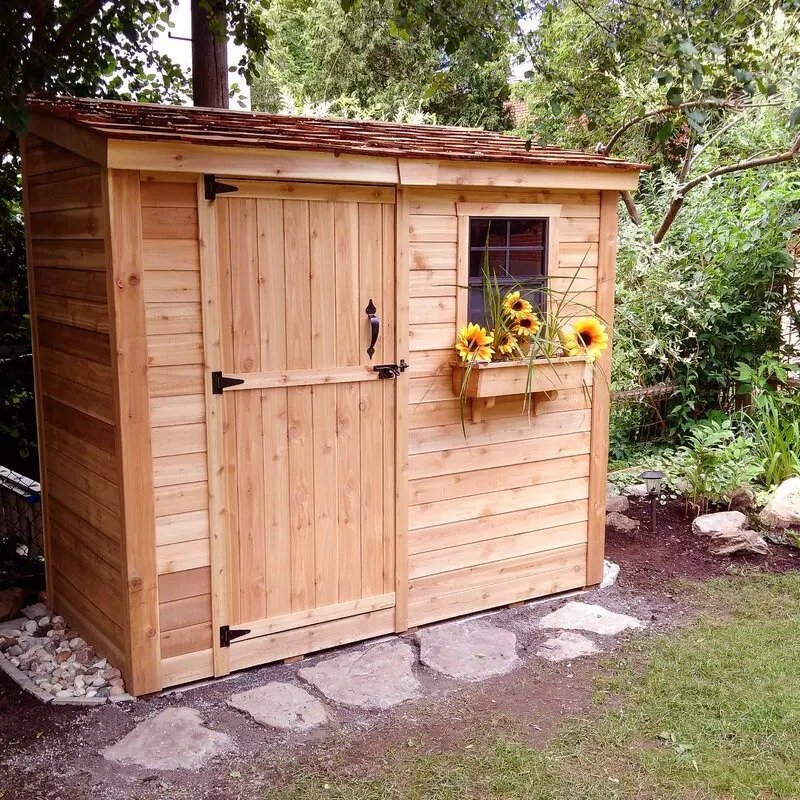 8.5ft wide x 4.5ft deep solid wood lean-to storage shed