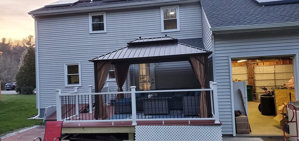 10'x13' Hardtop Gazebo Galvanized Steel Outdoor Patio Gazebo Canopy Double Roof Pergolas