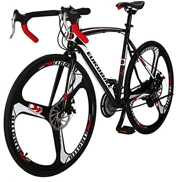 Eurobike 21 Speed Shifting System Road Bike 49/54/56 cm Frame 700C Wheel Adult Road Bicycle Black/white 30rim 54cm