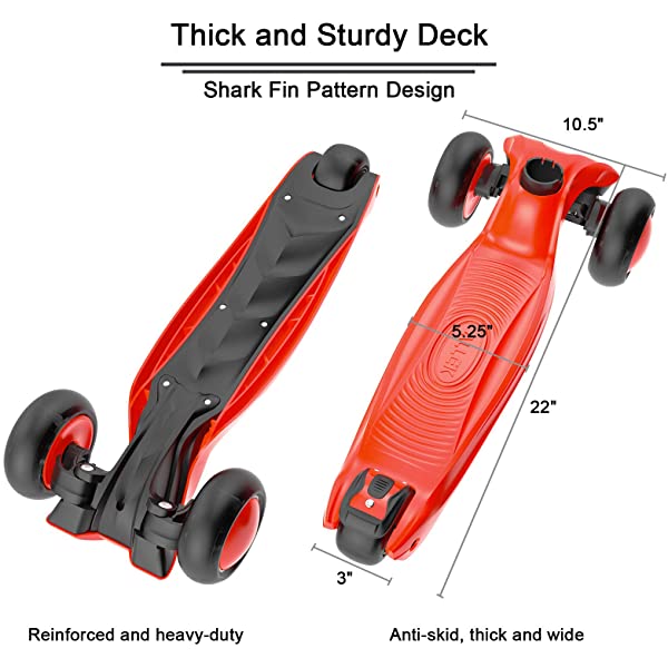 Allek Kick Scooter B03, Lean 'N Glide 3-Wheeled Push Scooter with Extra Wide PU Light-Up Wheels, Any Height Adjustable Handlebar and Strong Thick Deck for Children from 3-12yrs (Rose Pink)