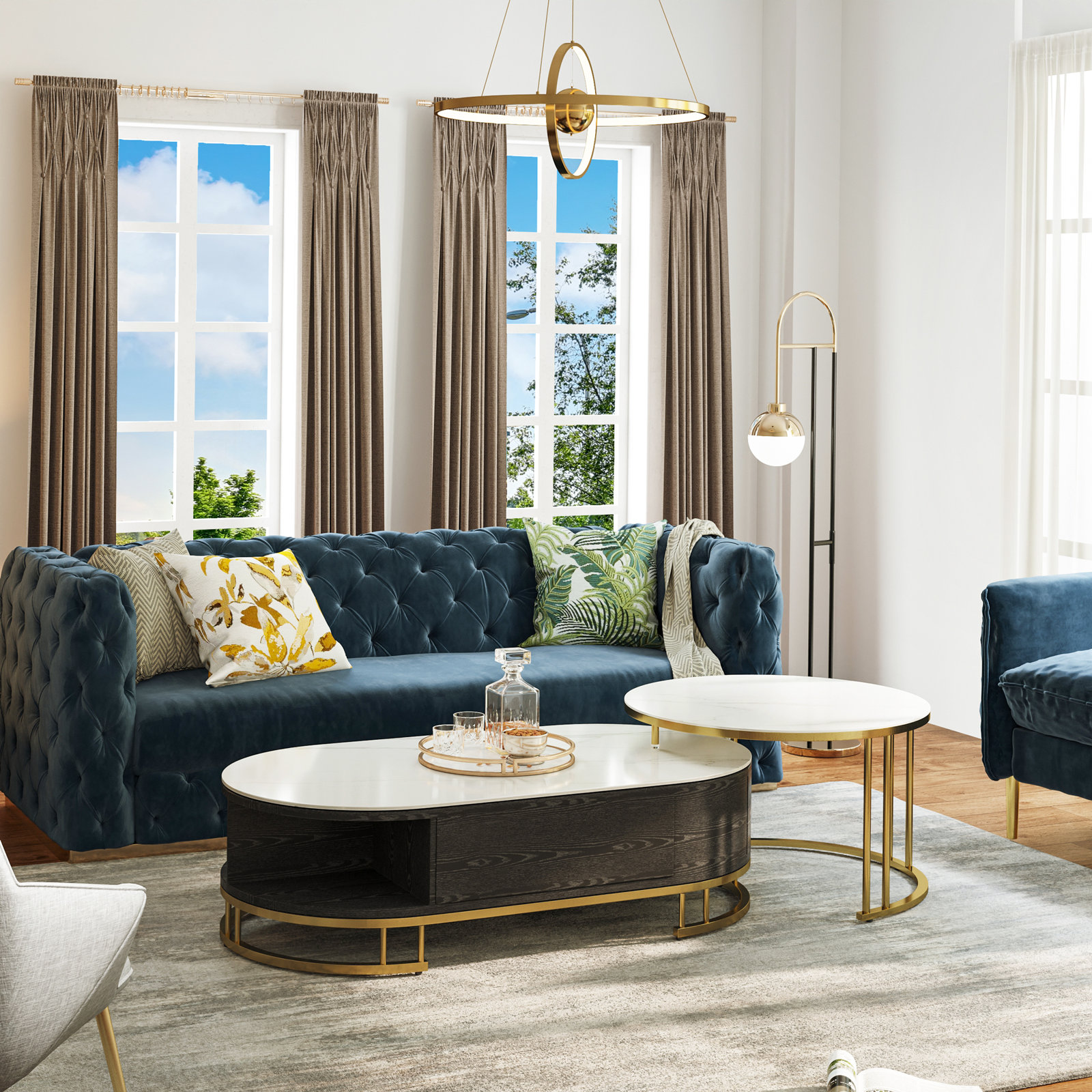 【Furniture】Dessa Sled/Frame 2 Nesting Coffee Tables with Storage