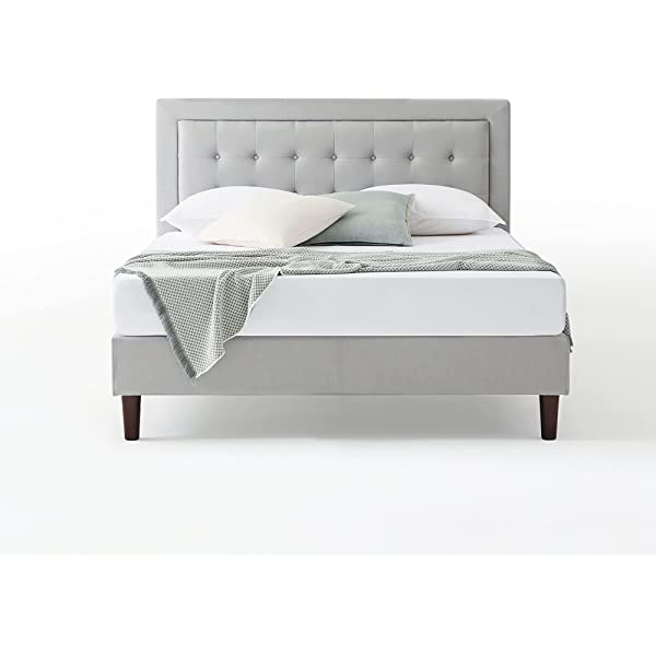 Zinus Dachelle Upholstered Platform Bed Frame / Mattress Foundation / Wood Slat Support / No Box Spring Needed / Easy Assembly, Queen, Platform Bed Only, Dark Grey Dark Grey Queen Platform Bed Only