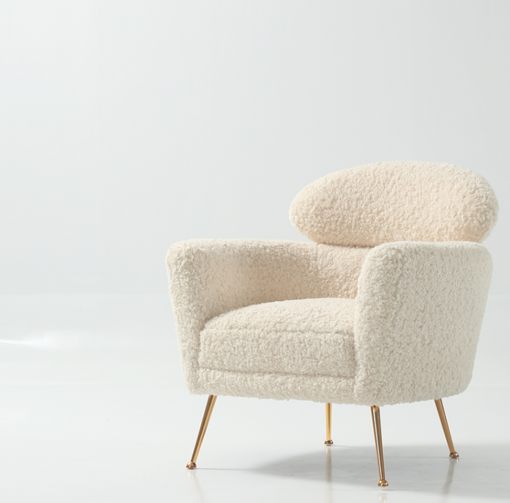 Nordic designer light luxury lamb wool soft cute sofa living room bedroom balcony lazy princess chair