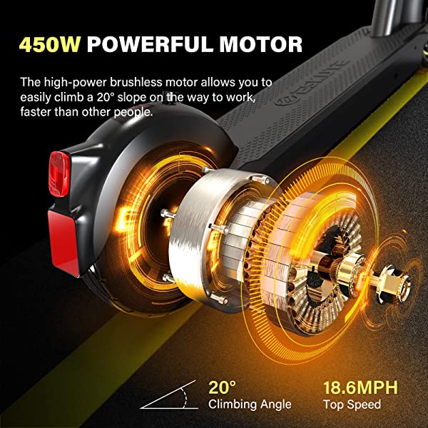 ESKUTE Electric Kick Scooter Commuting Electric Scooter Longe Range, Upgraded Motor Power, Foldable Commuter for Adults All-season, commuting, long range