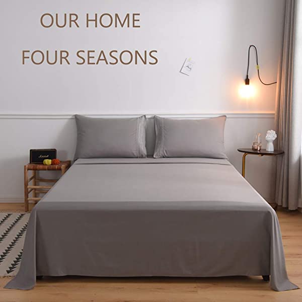 LBRO2M Bed Sheet Set Queen Size 16 Inches Deep Pocket 1800 Thread Count 100% Microfiber Sheet,Bedding Super Soft Comfortable, Cool Warm,4 Piece（Dark Grey） Dark Grey Queen