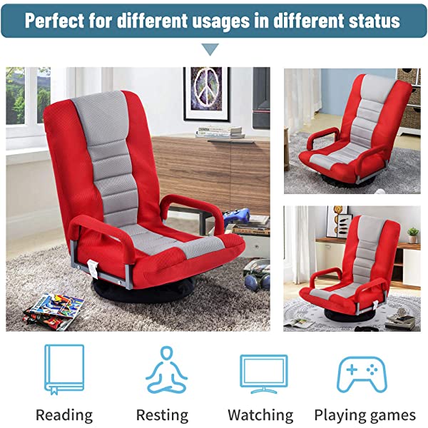 Harper&Bright Designs Folding Lazy Sofa Floor Chaise Lounge Chair Futon with Back Support, Beige