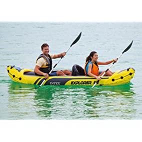 Intex Explorer K2 Yellow 2 Person Inflatable Kayak with Aluminium Oars & Air Pump