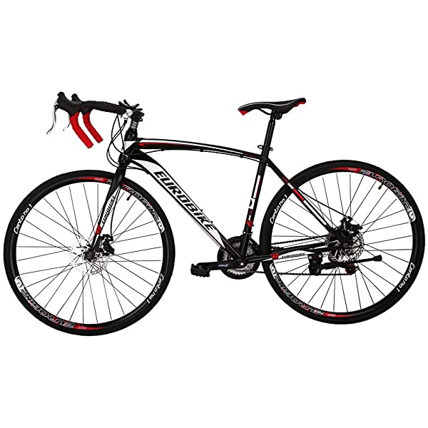 Eurobike 21 Speed Shifting System Road Bike 49/54/56 cm Frame 700C Wheel Adult Road Bicycle Black/white 30rim 54cm