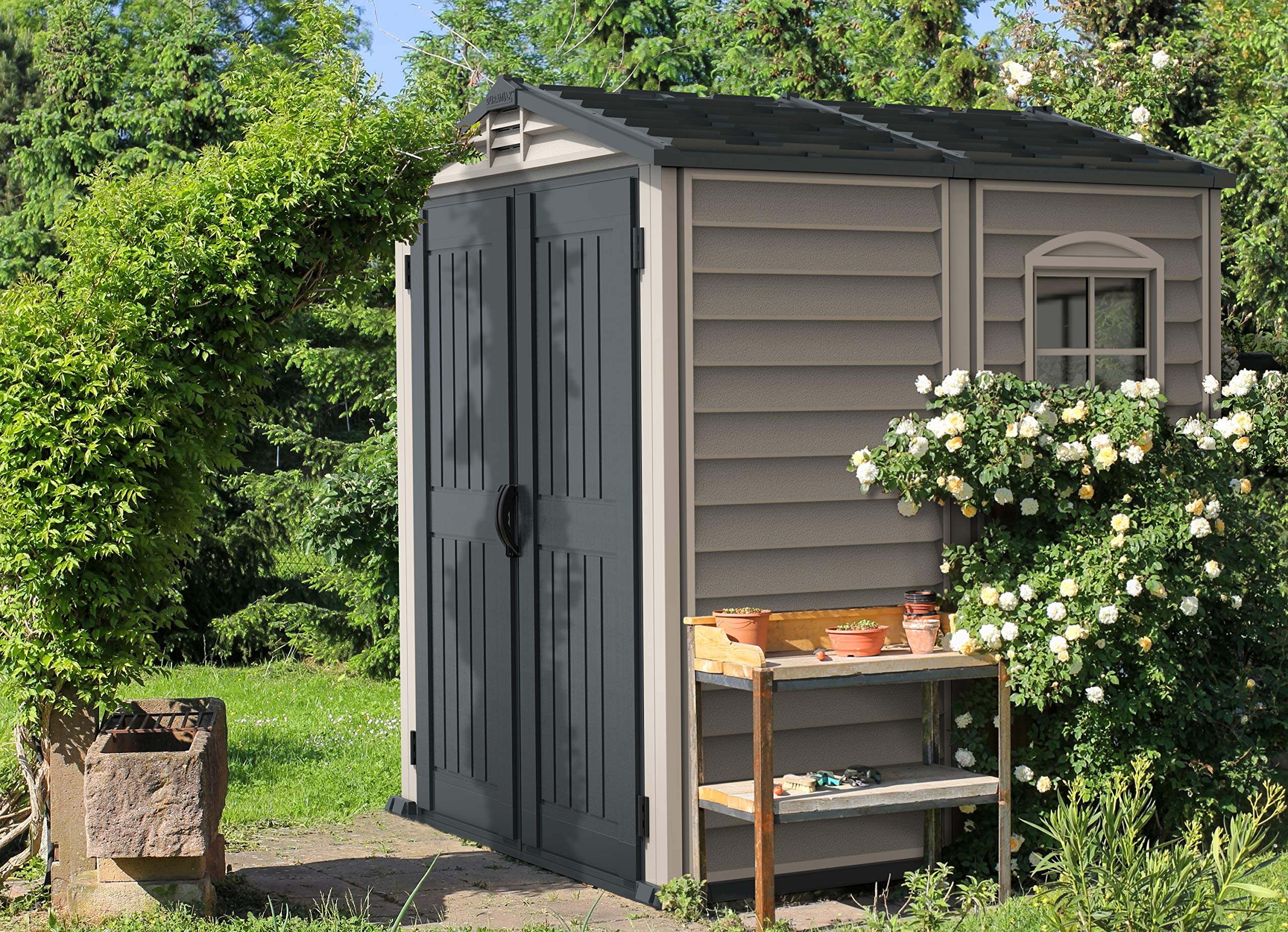 6' x 6' PLUS Plastic Garden Shed with Plastic Floor & Fixed Window