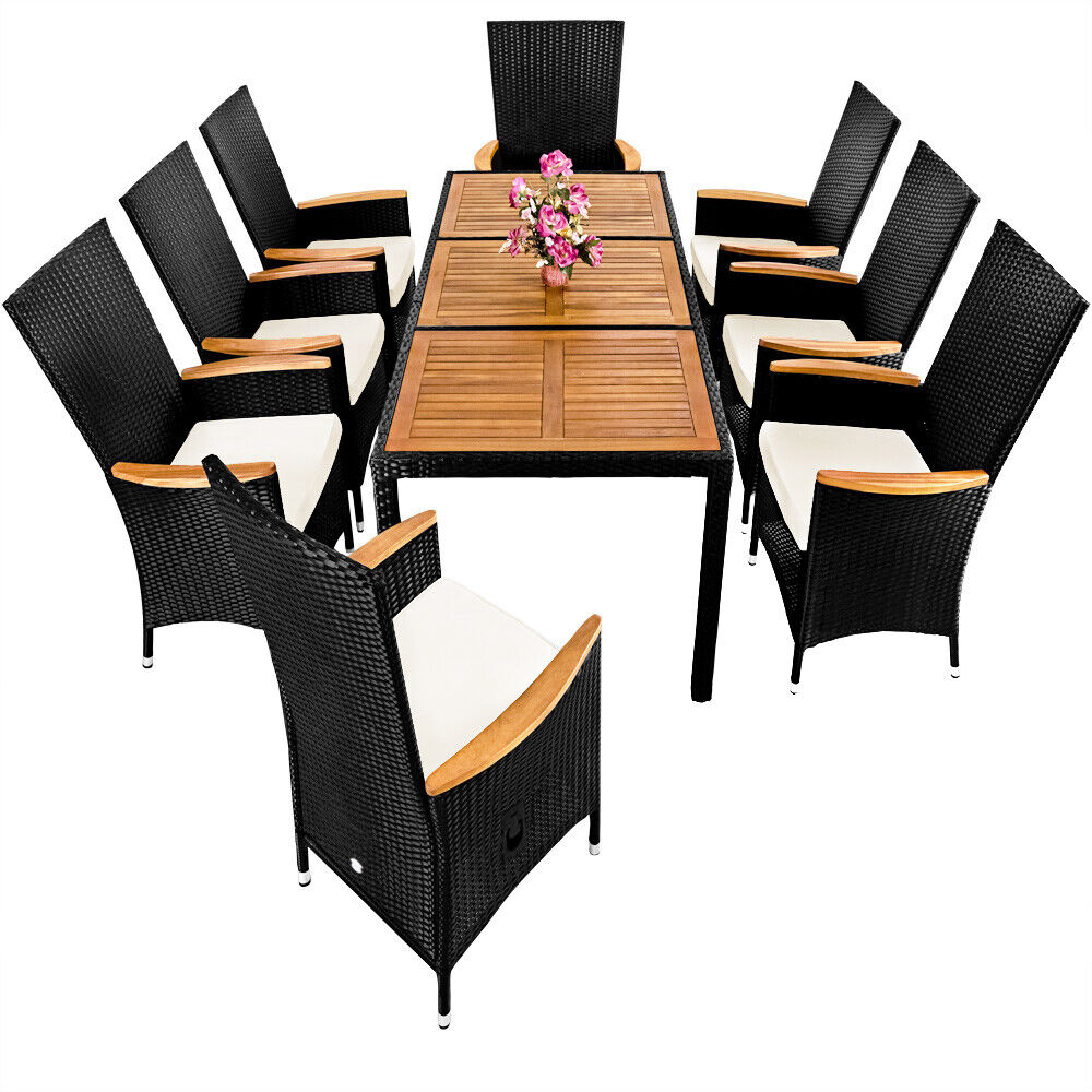 【Home&Garden】Salon de jardin en polyrotin Ensemble de jardin 8 personnes table et chaises