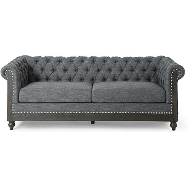 Christopher Knight Home Castalia Sofas, Midnight Black + Dark Brown Midnight Black + Dark Brown Birch Wood