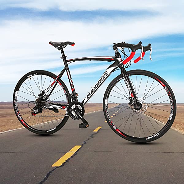 Eurobike 21 Speed Shifting System Road Bike 49/54/56 cm Frame 700C Wheel Adult Road Bicycle Black/white 30rim 54cm