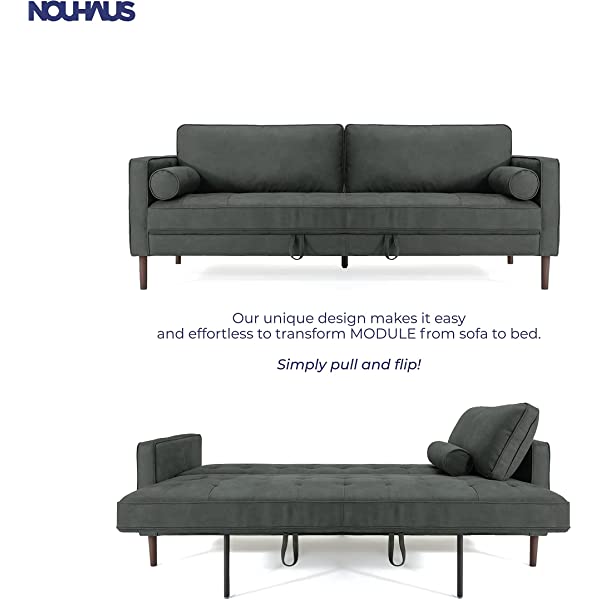 Nouhaus Module, Sleeper Sofa Bed Couch. 7ft Luxury Convertible Sofa Futon Bed with No Roll Together Latex. Ivory Woven Pull Out Bed for Bedroom Couch, Small Apartment Furniture Sofas or RV Couch Woven/Knit Ivory