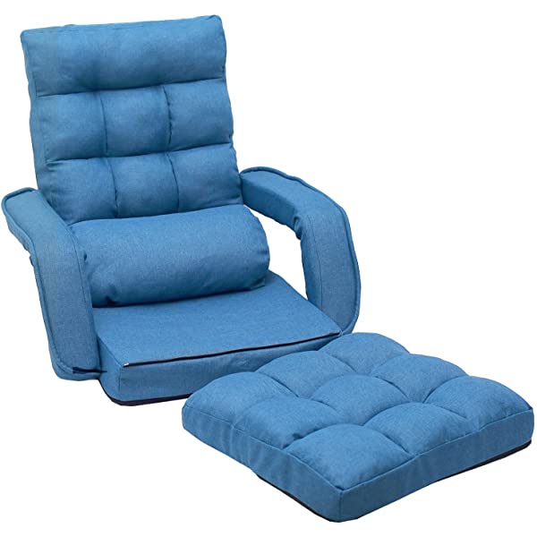 Harper&Bright Designs Folding Lazy Sofa Floor Chaise Lounge Chair Futon with Back Support, Beige