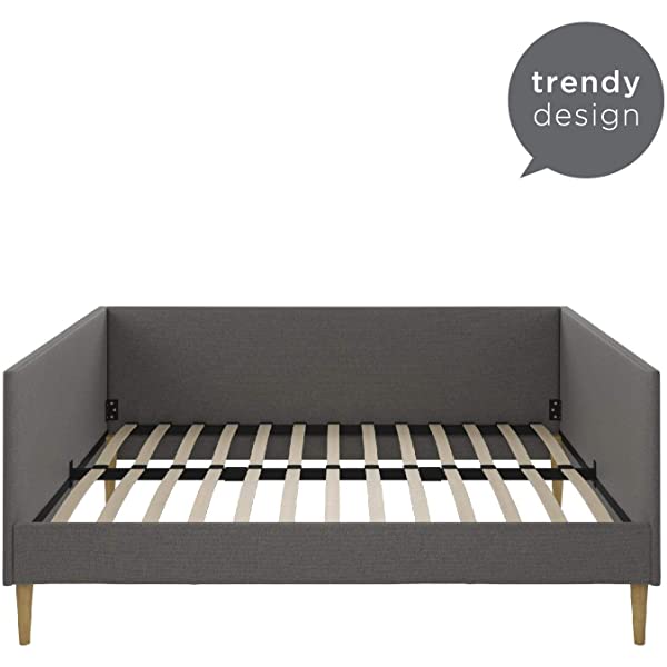 DHP Franklin Mid Century Upholstered Daybed, Sofa Bed, Twin Size Frame, Tan Linen Linen Twin Tan