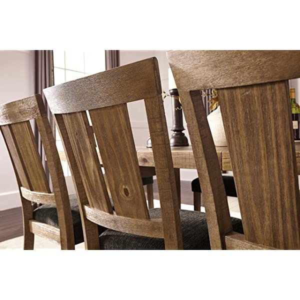 Signature Design by Ashley Dining Table, Sommerford, Summerford & Design - Sommerford Dining Side Chair - Set of 2 - Casual - Brown Upholstery - Black Wood Frame Sommerford Table + Dining Side Chair, Black Wood Frame