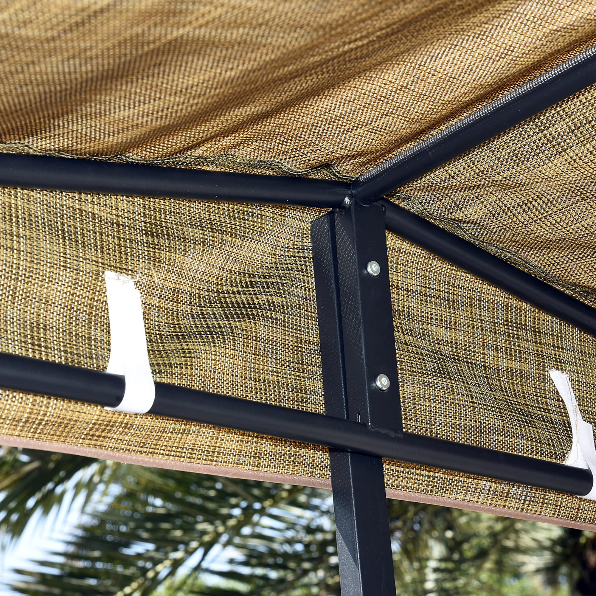 【Home&Garden】3 Pcs Outdoor Bar Set for 2 with Canopy, Rectangular Table with Storage Shelves & 2 Bar Chairs