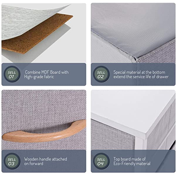 ROMOON Dresser Organizer with 5 Drawers, Fabric Storage Drawer Unit, Dresser Tower for Bedroom, Hallway, Entryway, Closets, Nursery - Wide Espresso