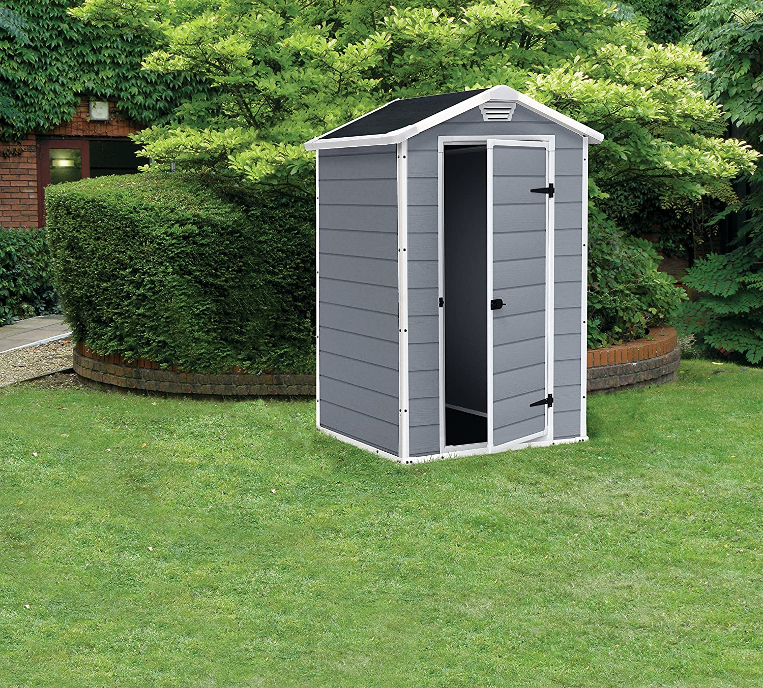 Manor Outdoor Garden Storage Shed, Grey, 4 x 3 ft
