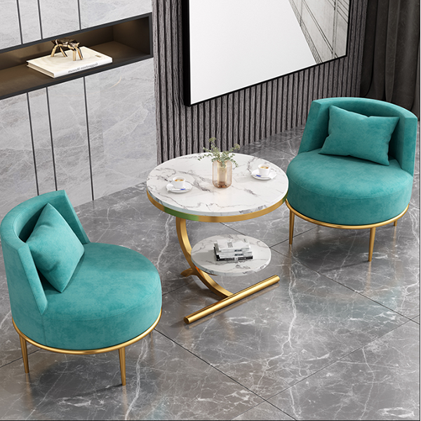 【Furniture】Four Sets Outdoor Leisure Tea Table Chair Combination Backrest Chair 1 Table and 3 Chairs