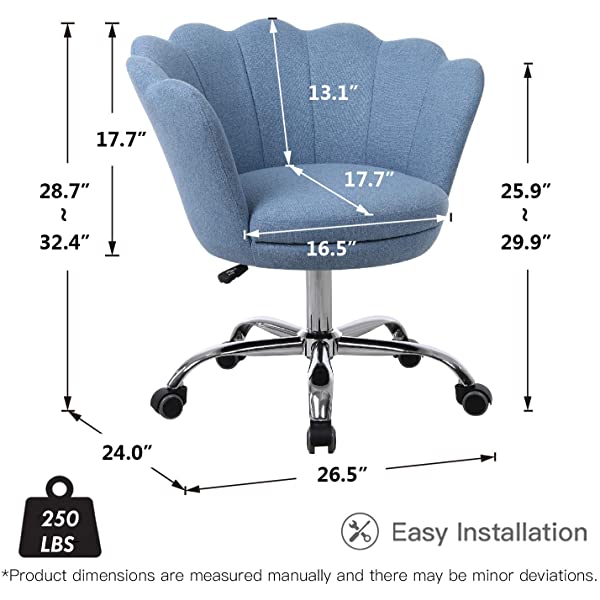 MTFY Modern Home Office Swivel Chair, Shell Desk Chair with Adjustable Height, Upholstered Ergonomic Computer Desk Chair Leisure Task Chair Accent Armchair for Office, Living Room,Bedroom (Beige)