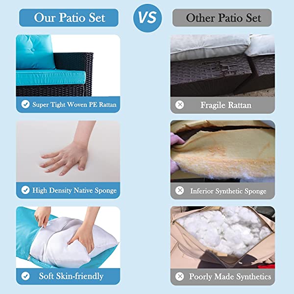 Allewie Dark Grey Patio Conversation Set, 3 Pieces PE Wicker Rattan Outdoor Furniture Set, Lounge Sofa and Loveseat with Cushions, Tempered Glass Coffee Table (Black & Dark Grey) Dark Grey & Black