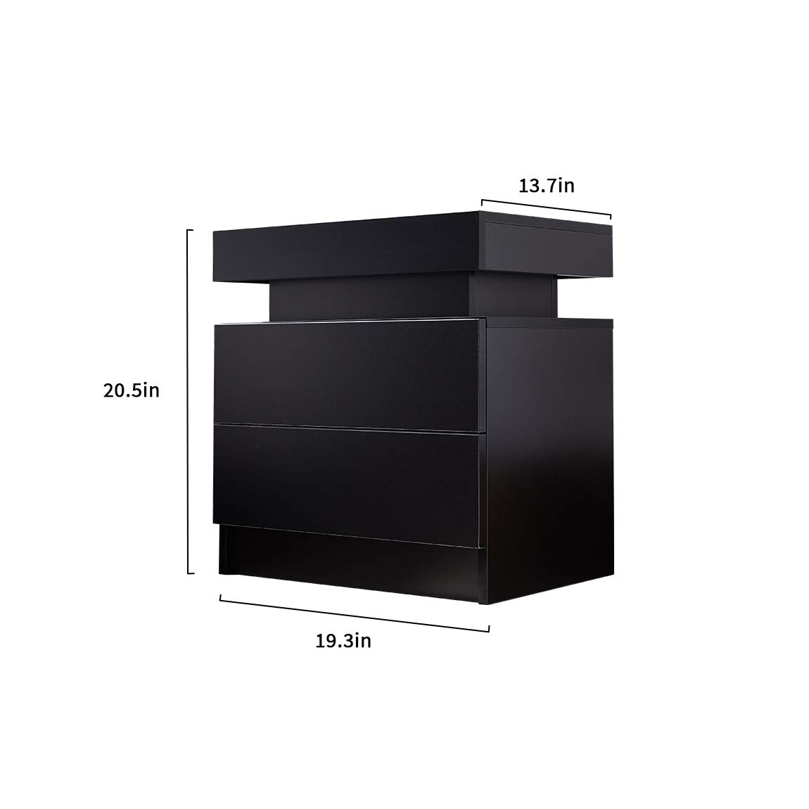【Furniture】Nightstand Set of 2 LED Nightstand with 2 Drawers, Bedside Table with Drawers for Bedroom Furniture