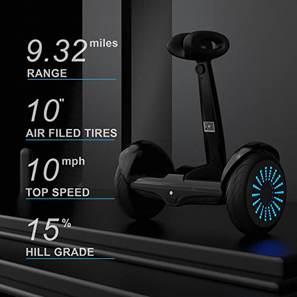 Hiboy J5 Self-Balancing Electric Scooter with Steering Bar, Smart Self-Balancing Hoverboards with APP Control, White and Black