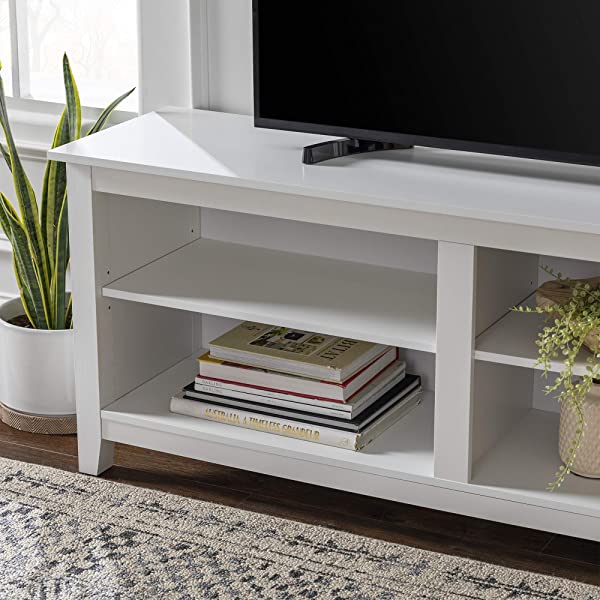 Walker Edison Wren Classic 4 Cubby TV Stand for TVs up to 65 Inches, 58 Inch, Black Black 58 InchTV Stand