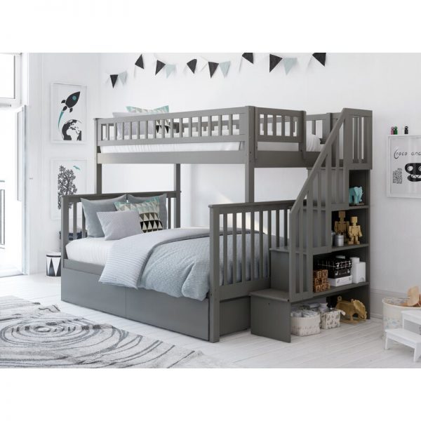 SHYANN TWIN all solid wood standard bunk bed with shelf BY THREE POSTS