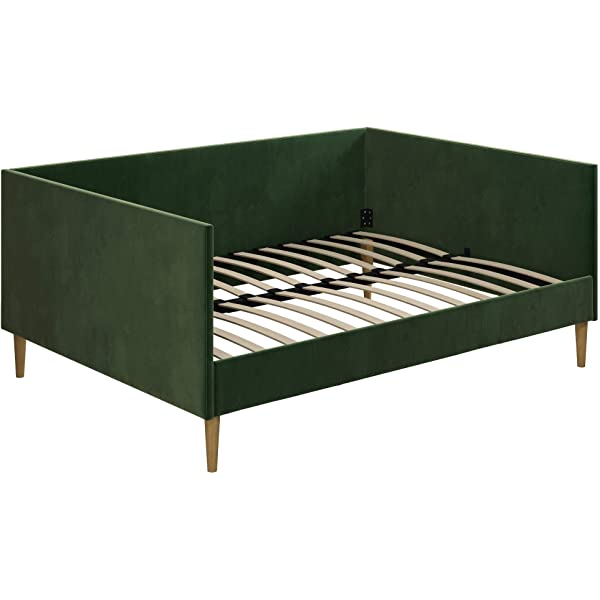 DHP Franklin Mid Century Upholstered Daybed, Sofa Bed, Twin Size Frame, Tan Linen Linen Twin Tan