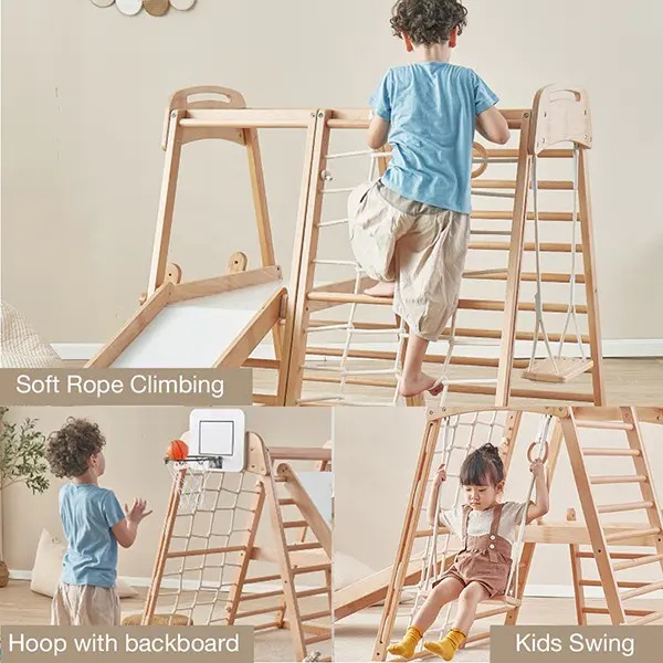 【Furniture】Children's Wooden Climbing Frame Indoor Playground Exercise Equipmen